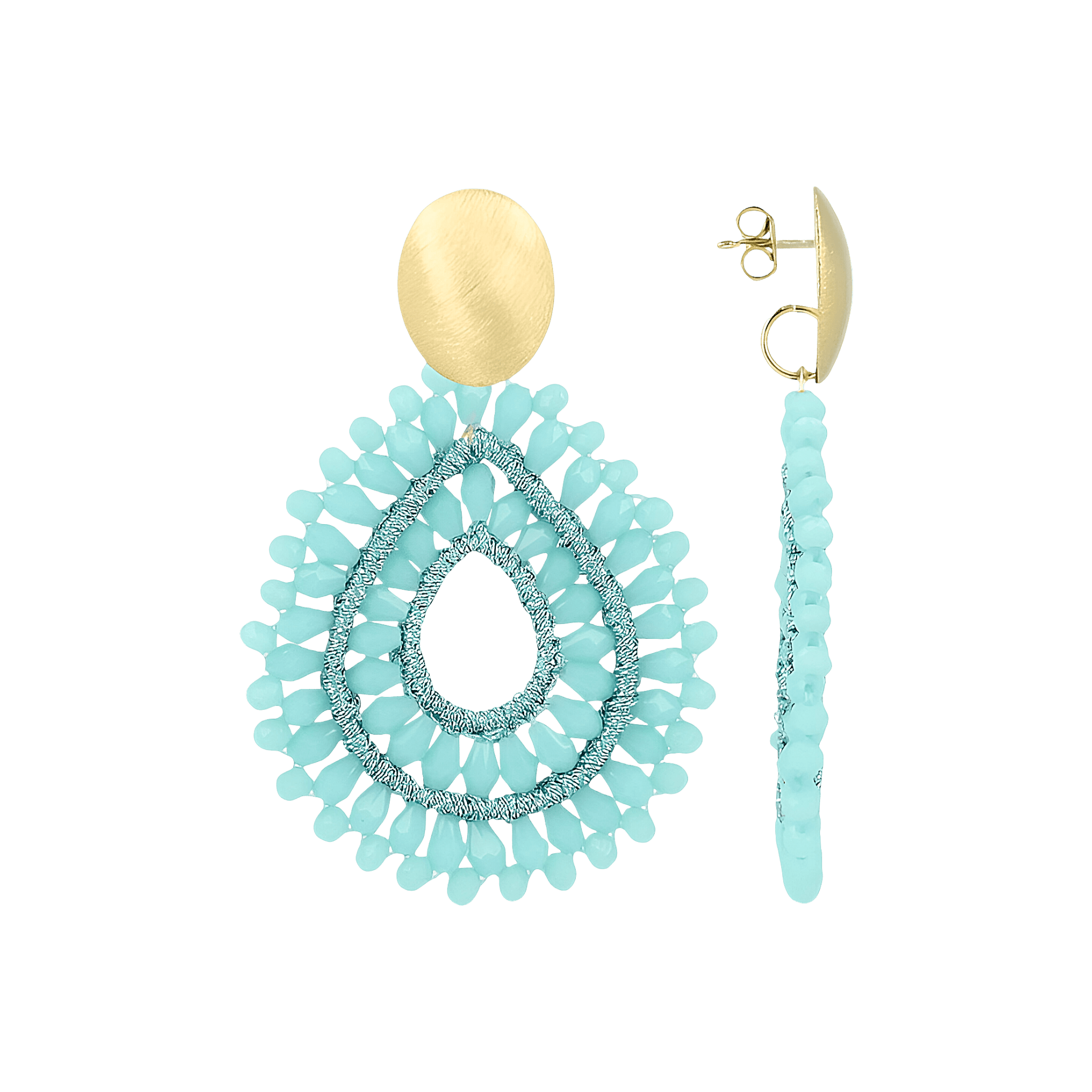 LOTT.gioielli Ohrringe Silk Drop Crystal Double, aquamarine, vergoldet