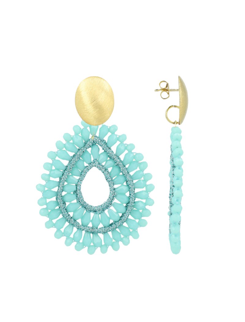 LOTT.gioielli Ohrringe Silk Drop Crystal Double, aquamarine, vergoldet