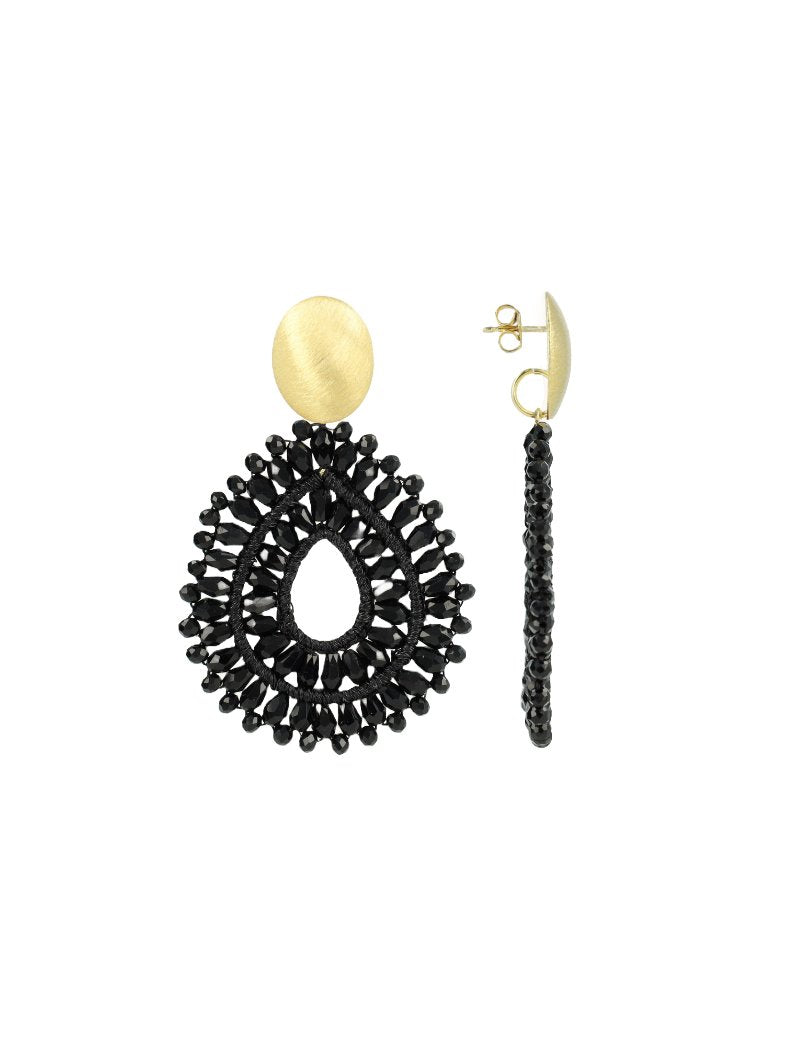 LOTT.gioielli Ohrringe Silk Drop Crystal Double, black, vergoldet
