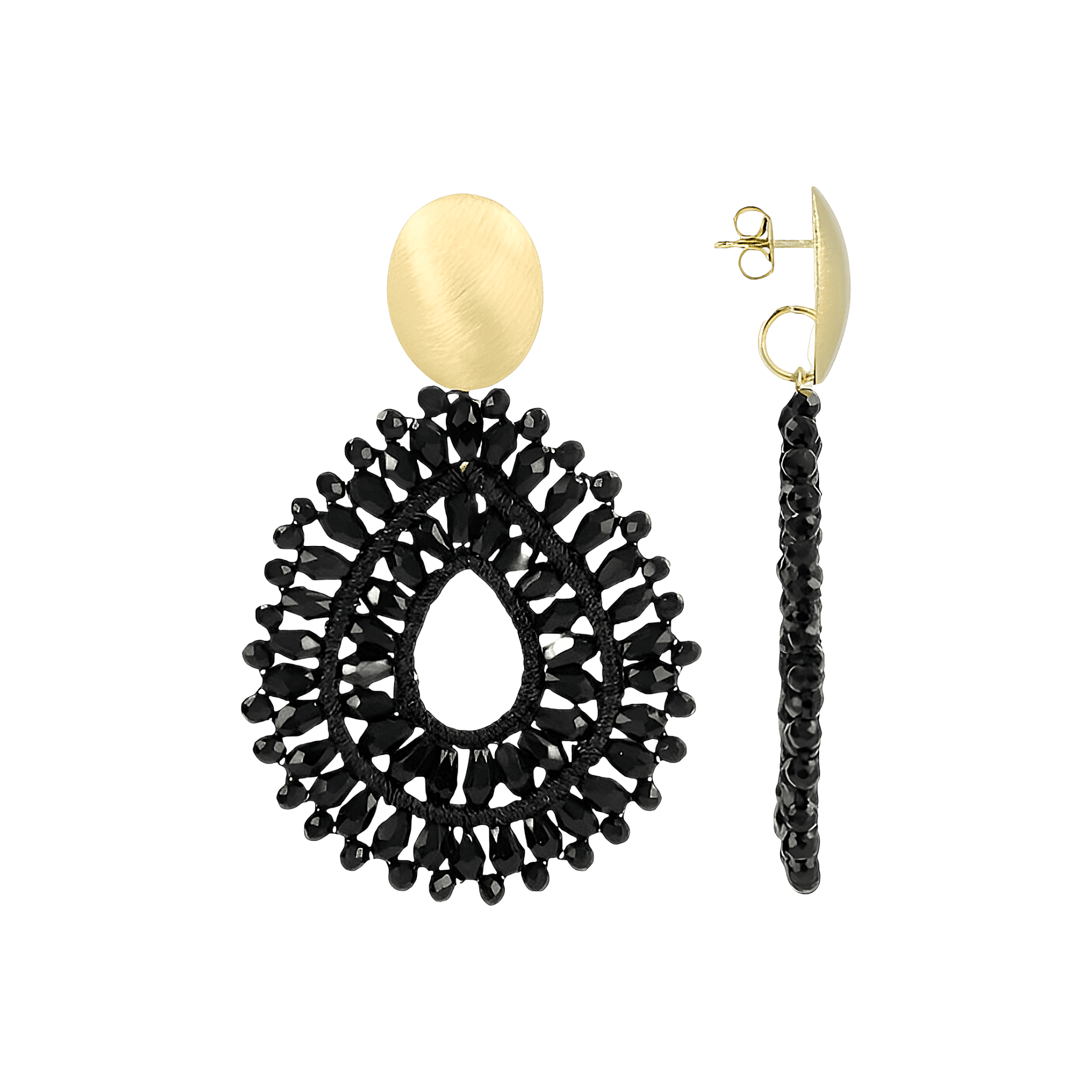 LOTT.gioielli Ohrringe Silk Drop Crystal Double, black, vergoldet