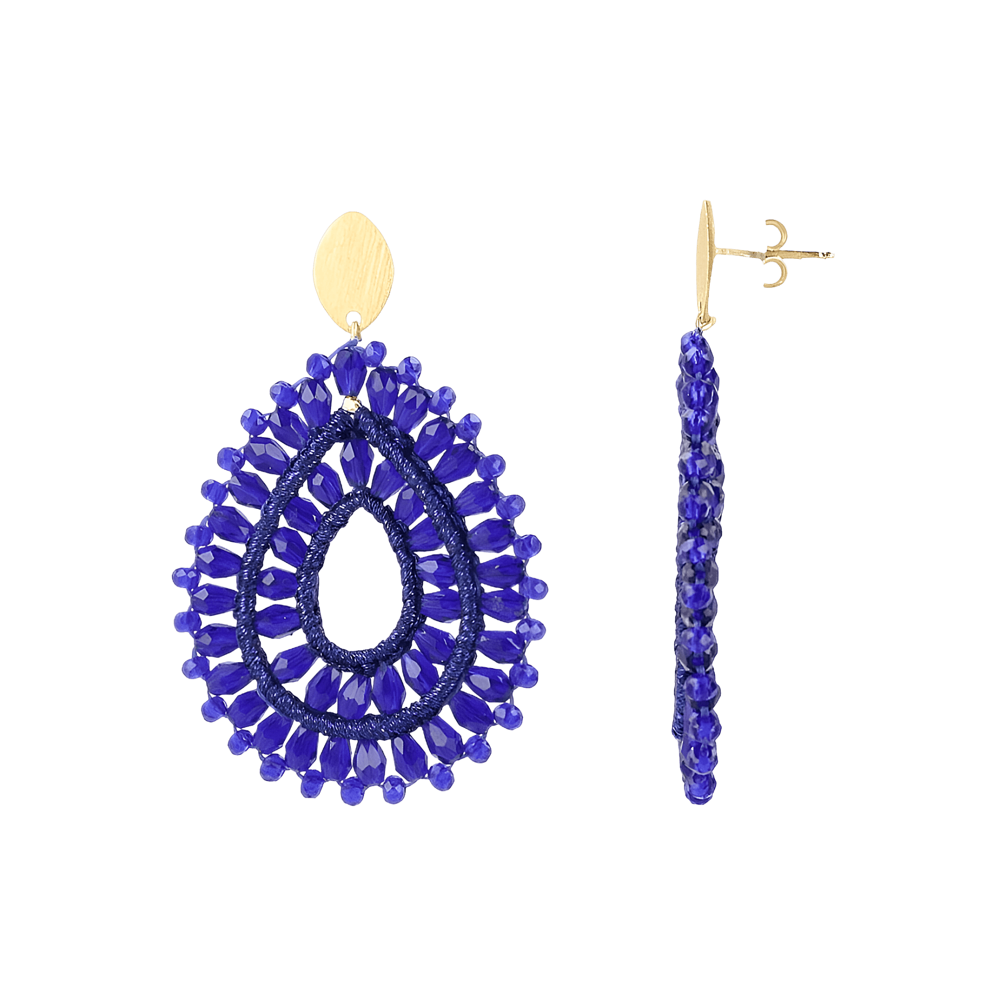 LOTT.gioielli Ohrringe Silk Drop Crystal Double, royal blue, vergoldet