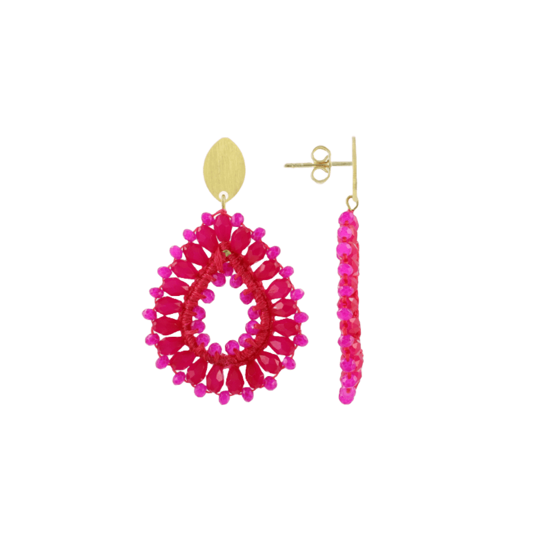 LOTT.gioielli Ohrringe Silk Drop, fuchsia milk, S, vergoldet