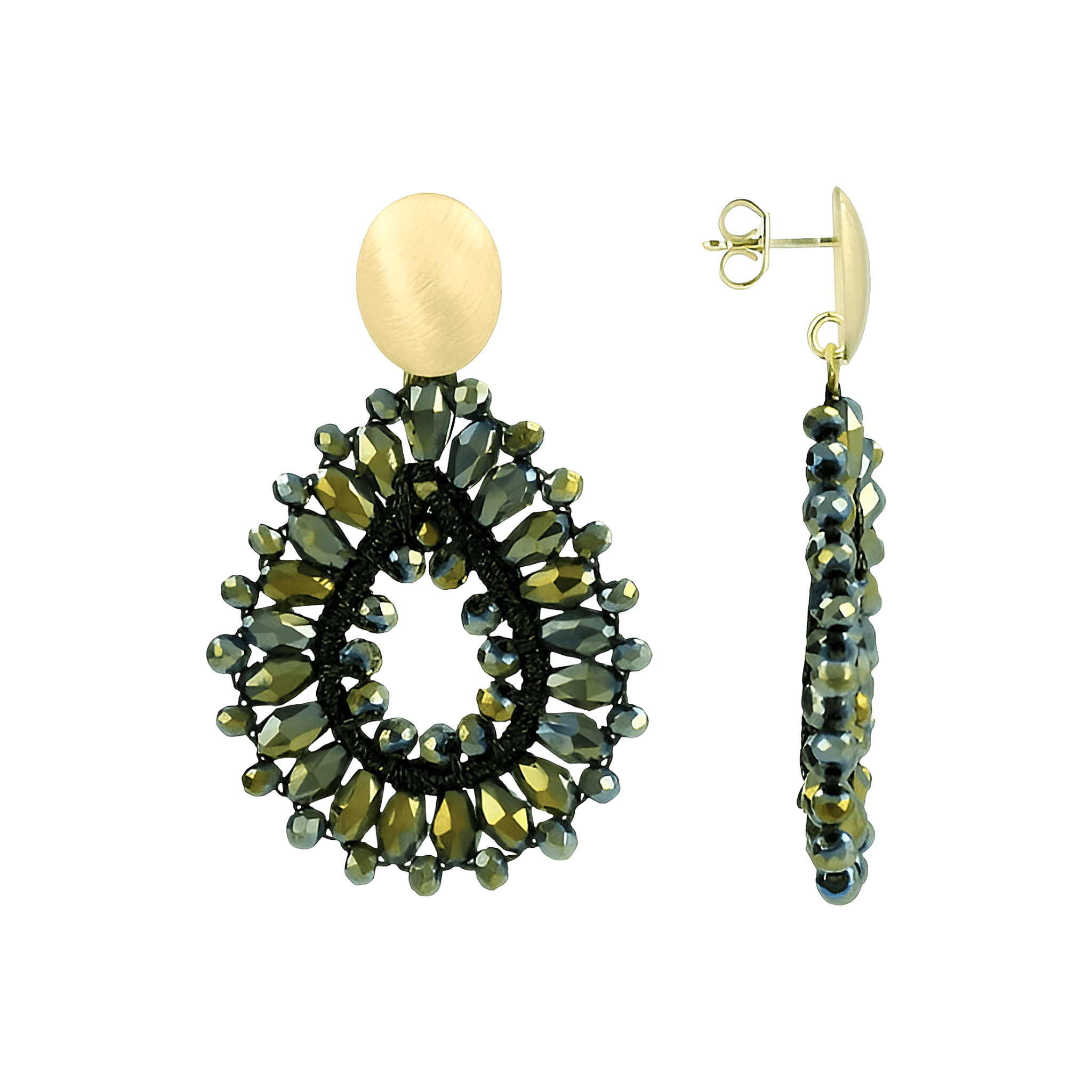 LOTT.gioielli Ohrringe Silk Drop, metallic green, S, Stecker II, vergoldet