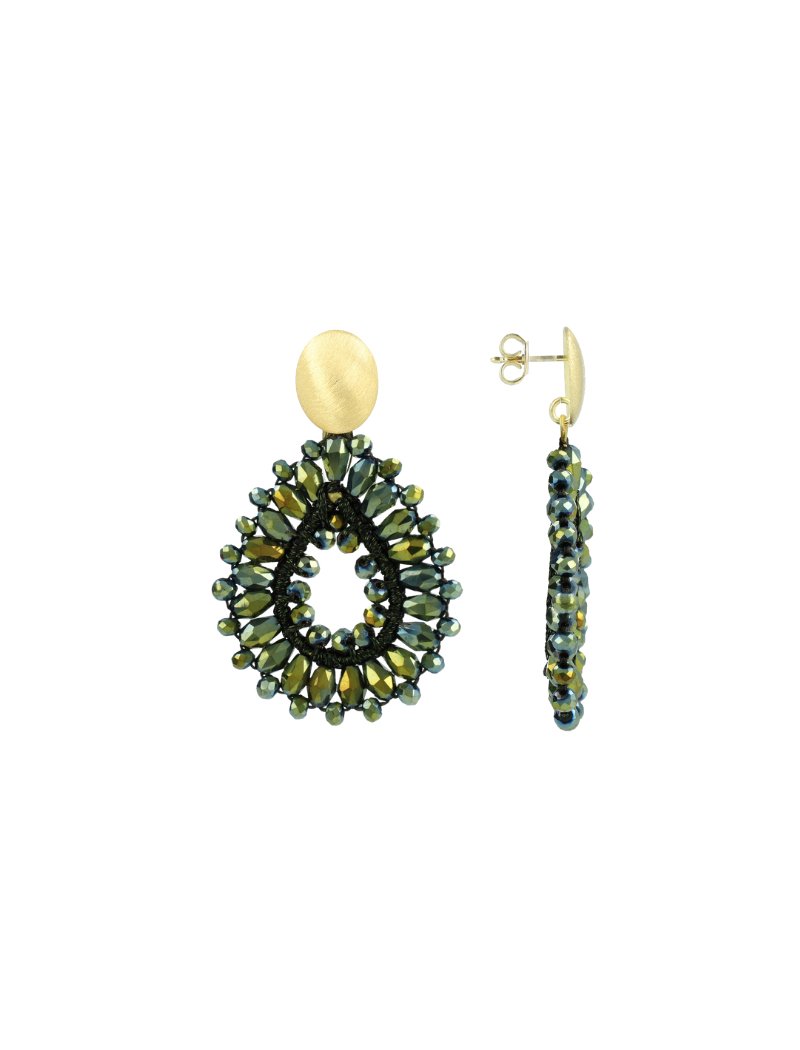 LOTT.gioielli Ohrringe Silk Drop, metallic green, S, Stecker II, vergoldet