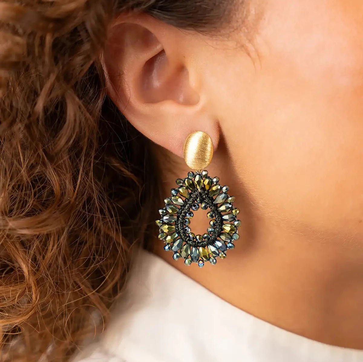 LOTT.gioielli Ohrringe Silk Drop, metallic green, S, Stecker II, vergoldet