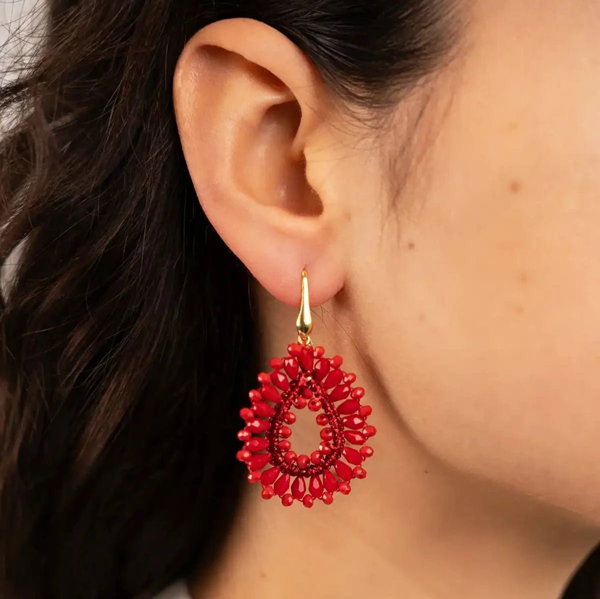 LOTT.gioielli Ohrringe Silk Drop, red, S, Hänger, vergoldet