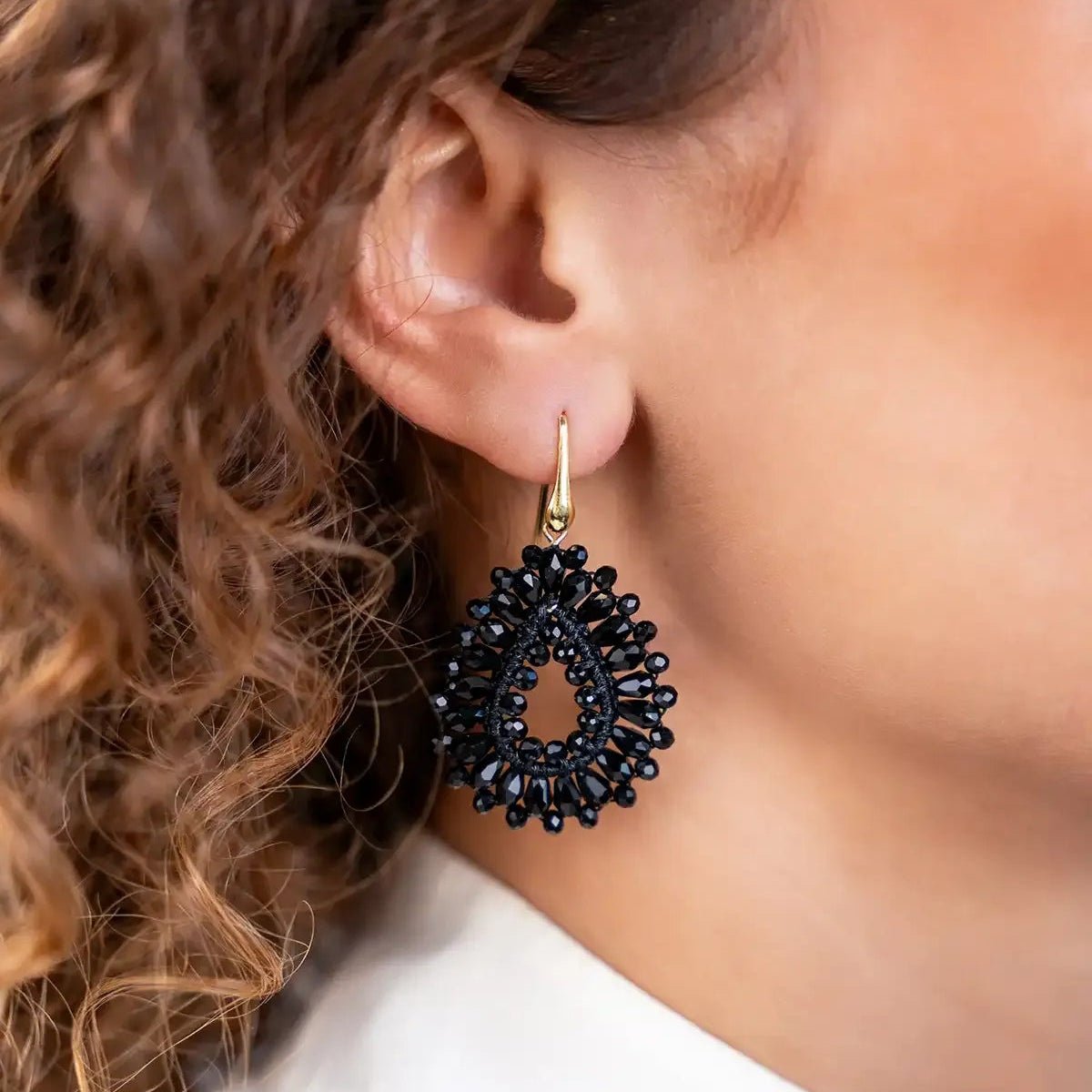 LOTT.gioielli Ohrringe Silk Drop, schwarz, S, Hänger, vergoldet