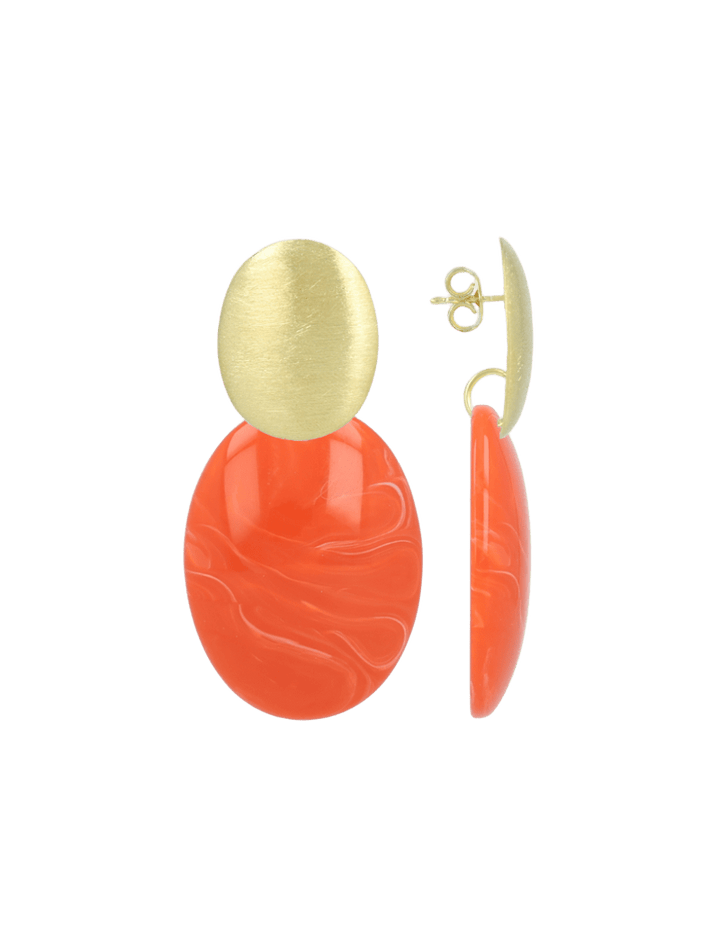 LOTT.gioielli Ohrringe Sirius Closed Bugle Oval, S, coral red, vergoldet