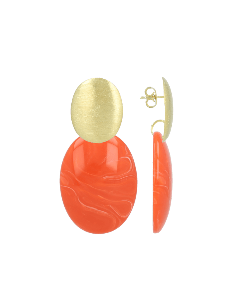 LOTT.gioielli Ohrringe Sirius Closed Bugle Oval, S, coral red, vergoldet