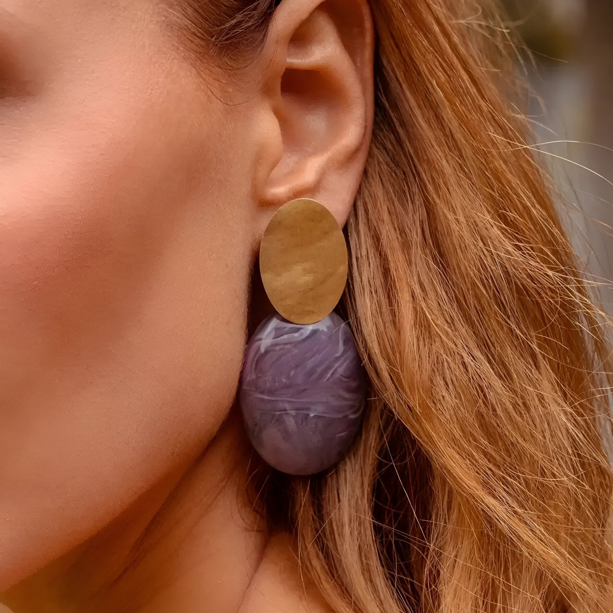 LOTT.gioielli Ohrringe Sirius Closed Bugle Oval, S, dark lavender, vergoldet