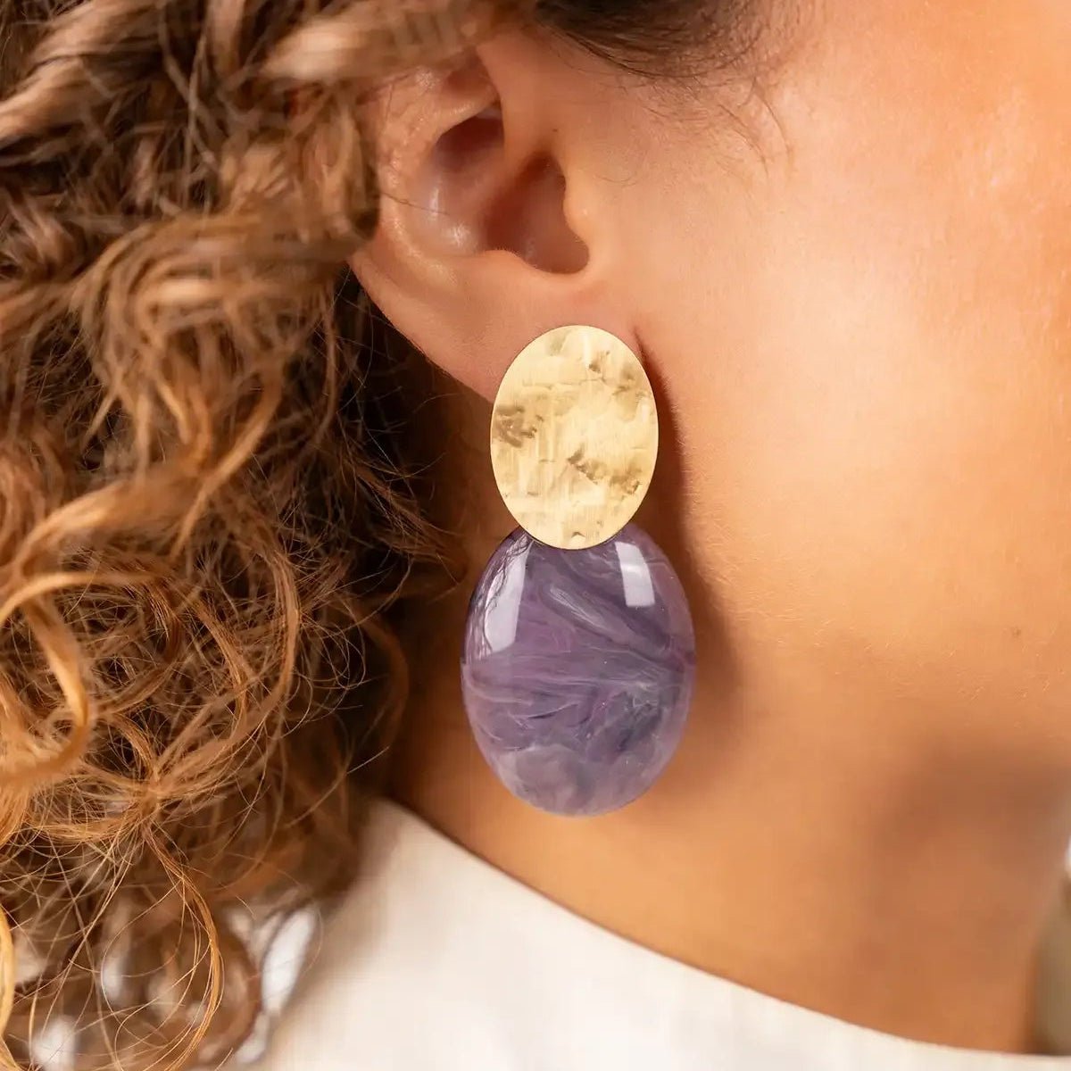 LOTT.gioielli Ohrringe Sirius Closed Bugle Oval, S, dark lavender, vergoldet