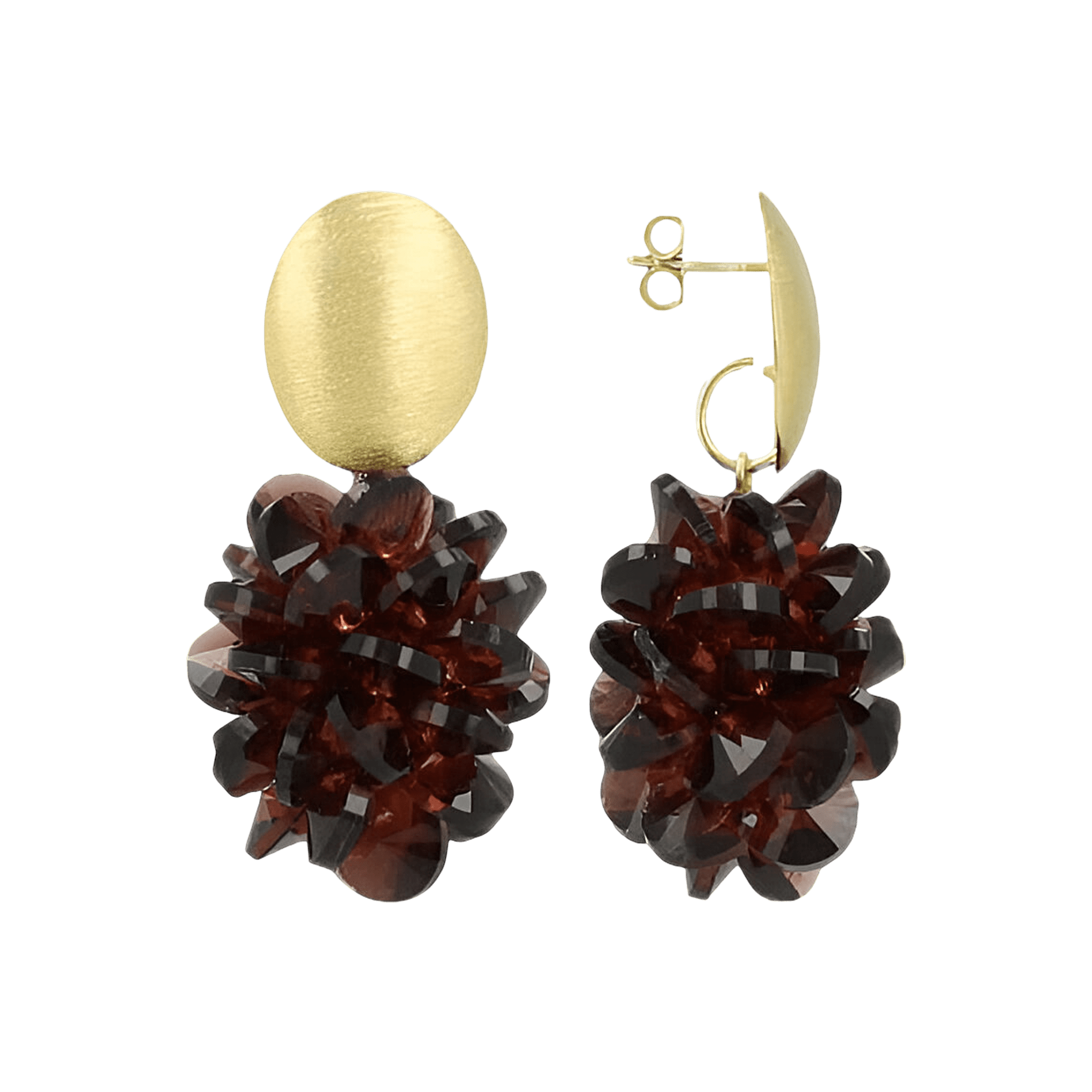 LOTT.gioielli Ohrringe Thick Oval Crystal Sequins, cherry lacquer, vergoldet