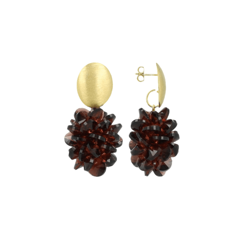 LOTT.gioielli Ohrringe Thick Oval Crystal Sequins, cherry lacquer, vergoldet