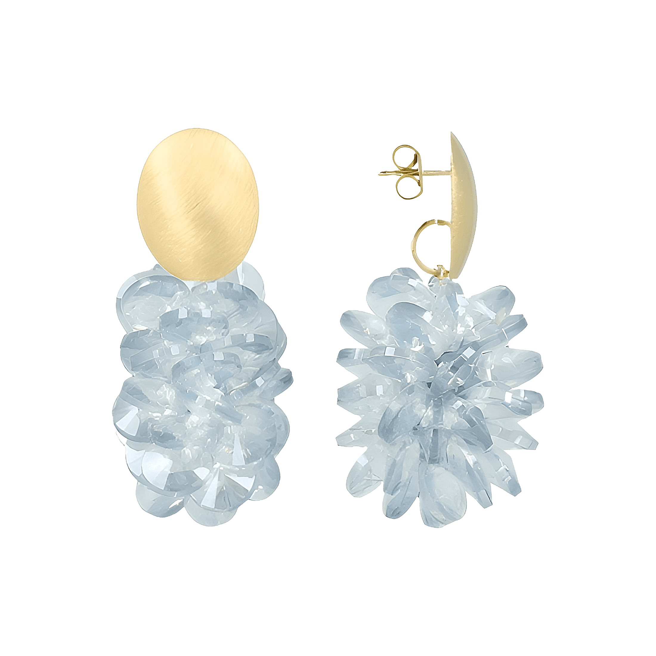 LOTT.gioielli Ohrringe Thick Oval Crystal Sequins, ice blue, vergoldet