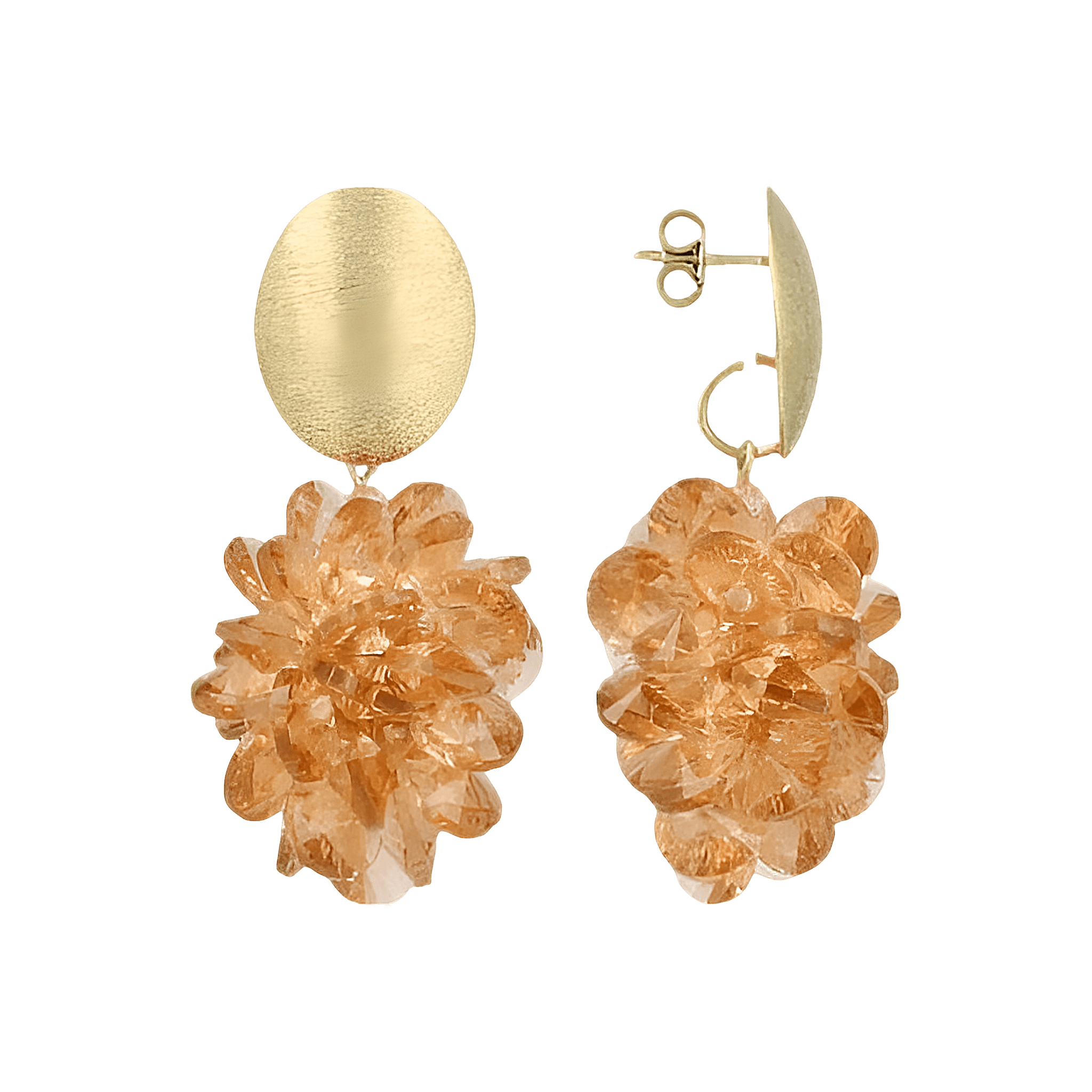 LOTT.gioielli Ohrringe Thick Oval Crystal Sequins, light neon flare, vergoldet