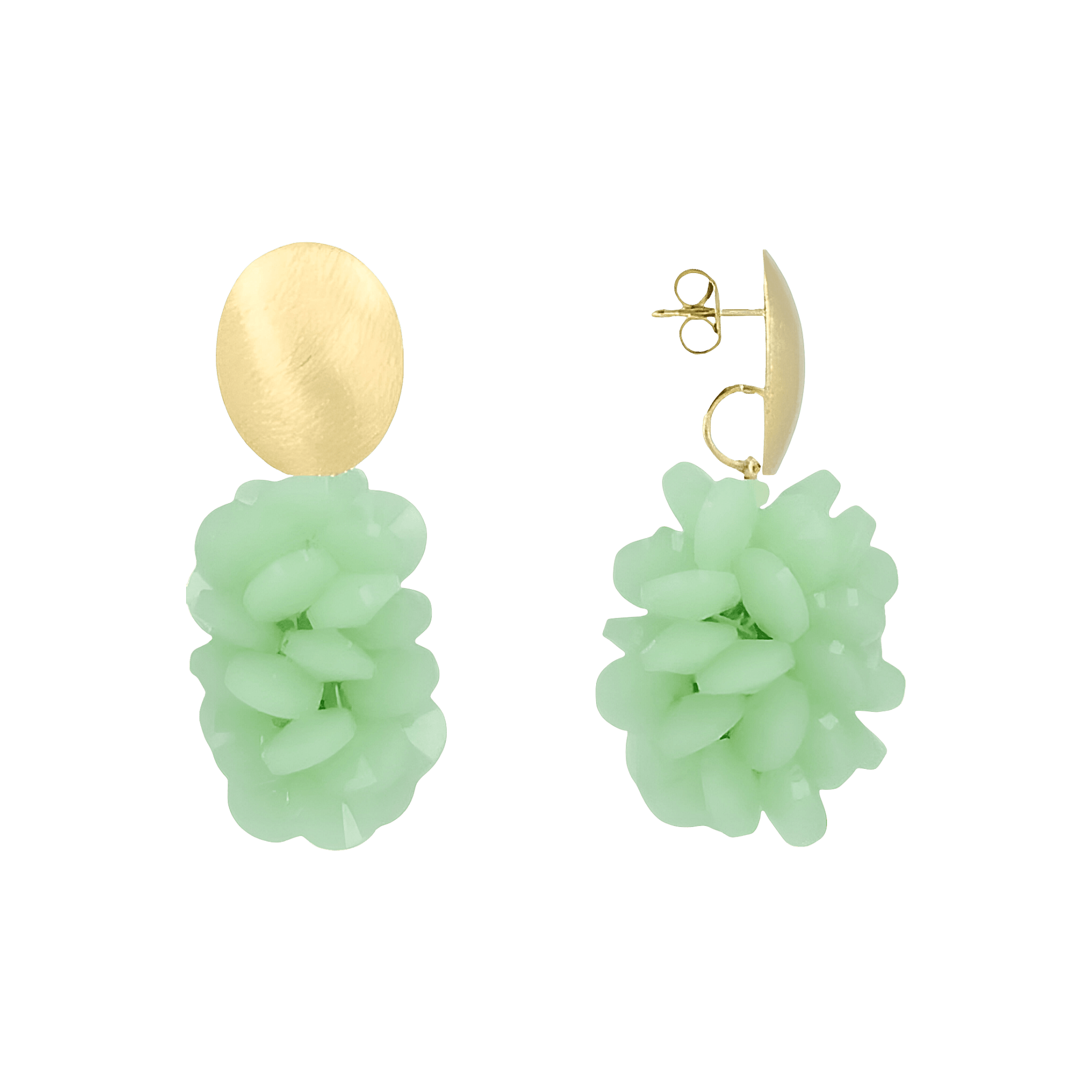 LOTT.gioielli Ohrringe Thick Oval Crystal Sequins, milk mint, vergoldet