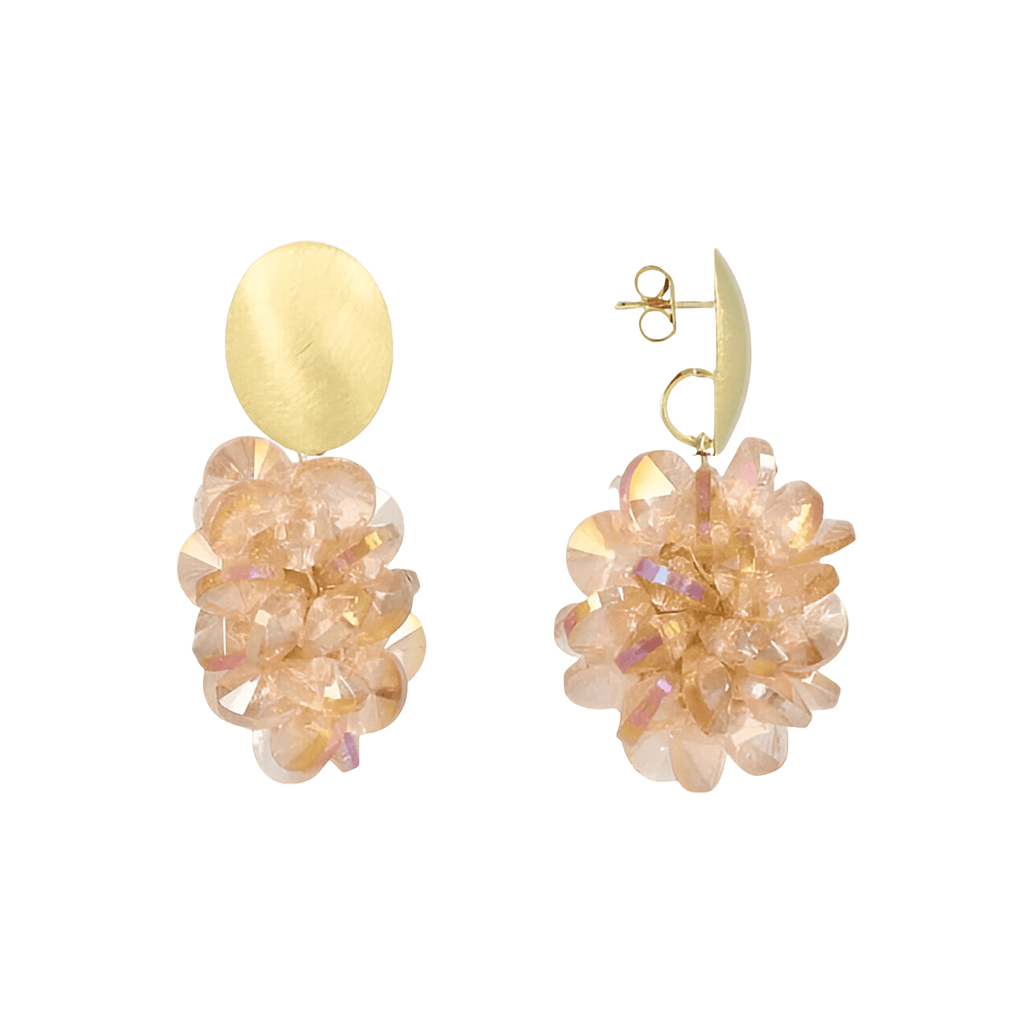 LOTT.gioielli Ohrringe Thick Oval Crystal Sequins, old pink, vergoldet