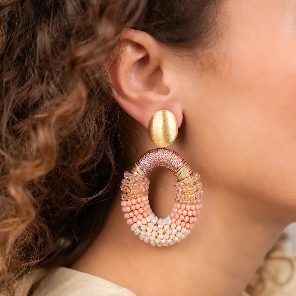 LOTT.gioielli Ohrringe Yara Combi Oval, coral mix, L, vergoldet