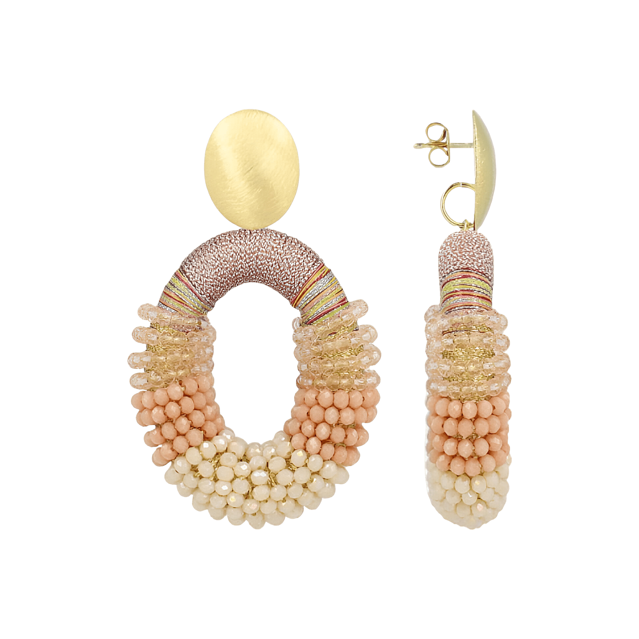 LOTT.gioielli Ohrringe Yara Combi Oval, coral mix, L, vergoldet