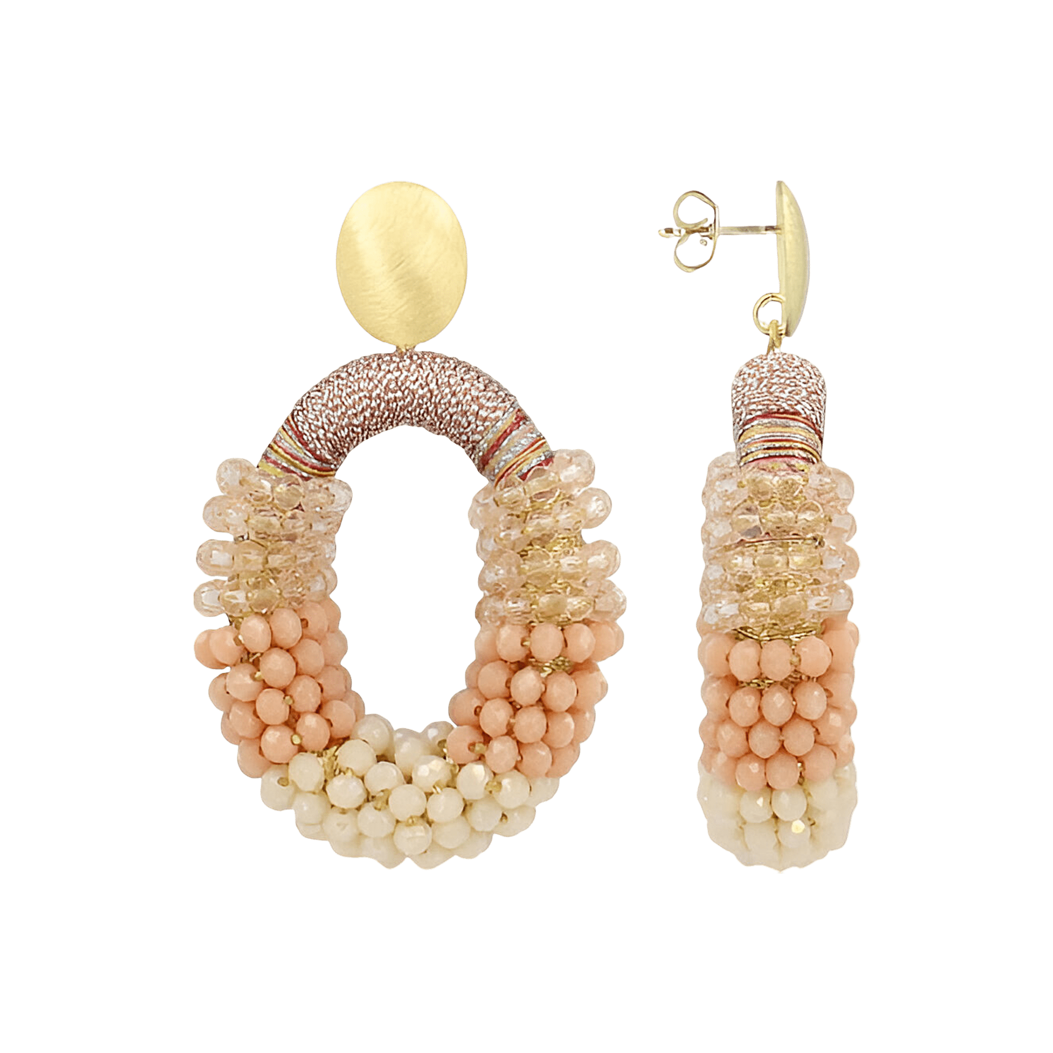 LOTT.gioielli Ohrringe Yara Combi Oval, coral mix, M, vergoldet