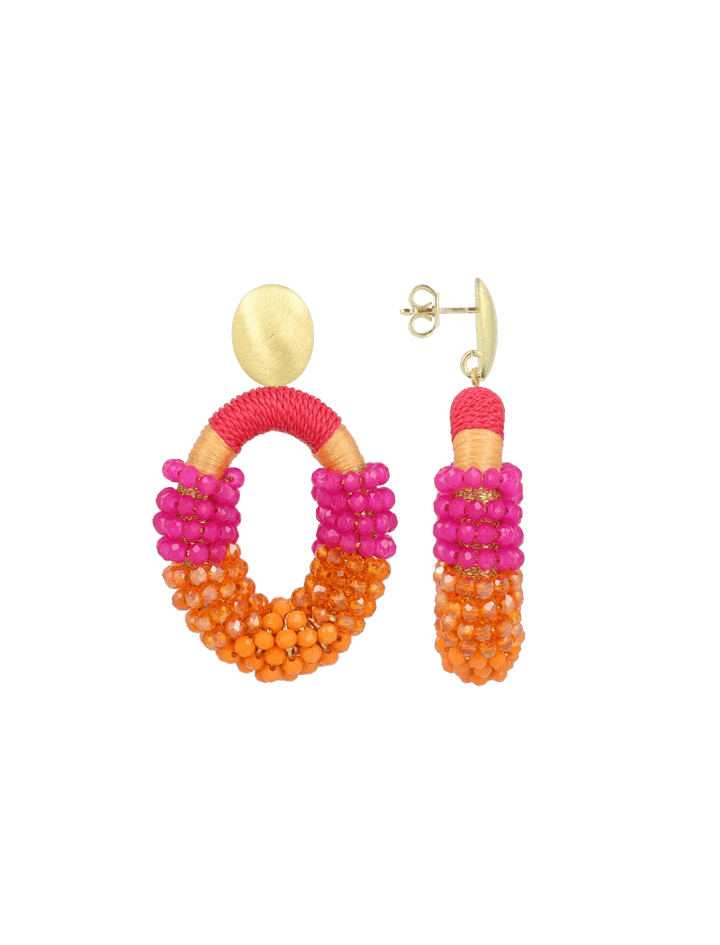 LOTT.gioielli Ohrringe Yara Combi Oval, fuchsia/orange, M, vergoldet