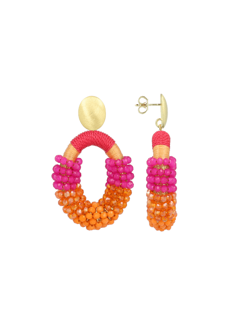 LOTT.gioielli Ohrringe Yara Combi Oval, fuchsia/orange, M, vergoldet