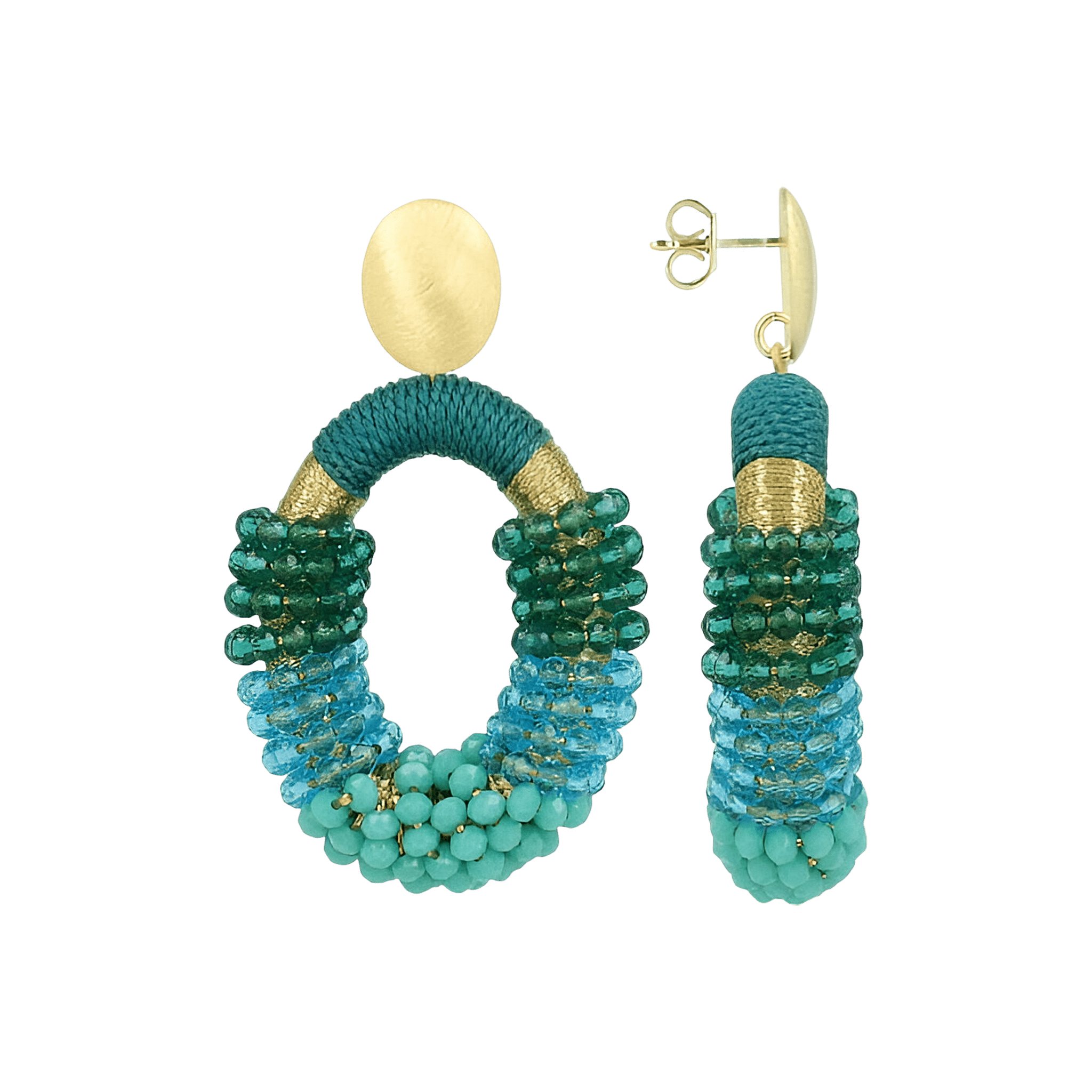 LOTT.gioielli Ohrringe Yara Combi Oval, light ocean, M, vergoldet