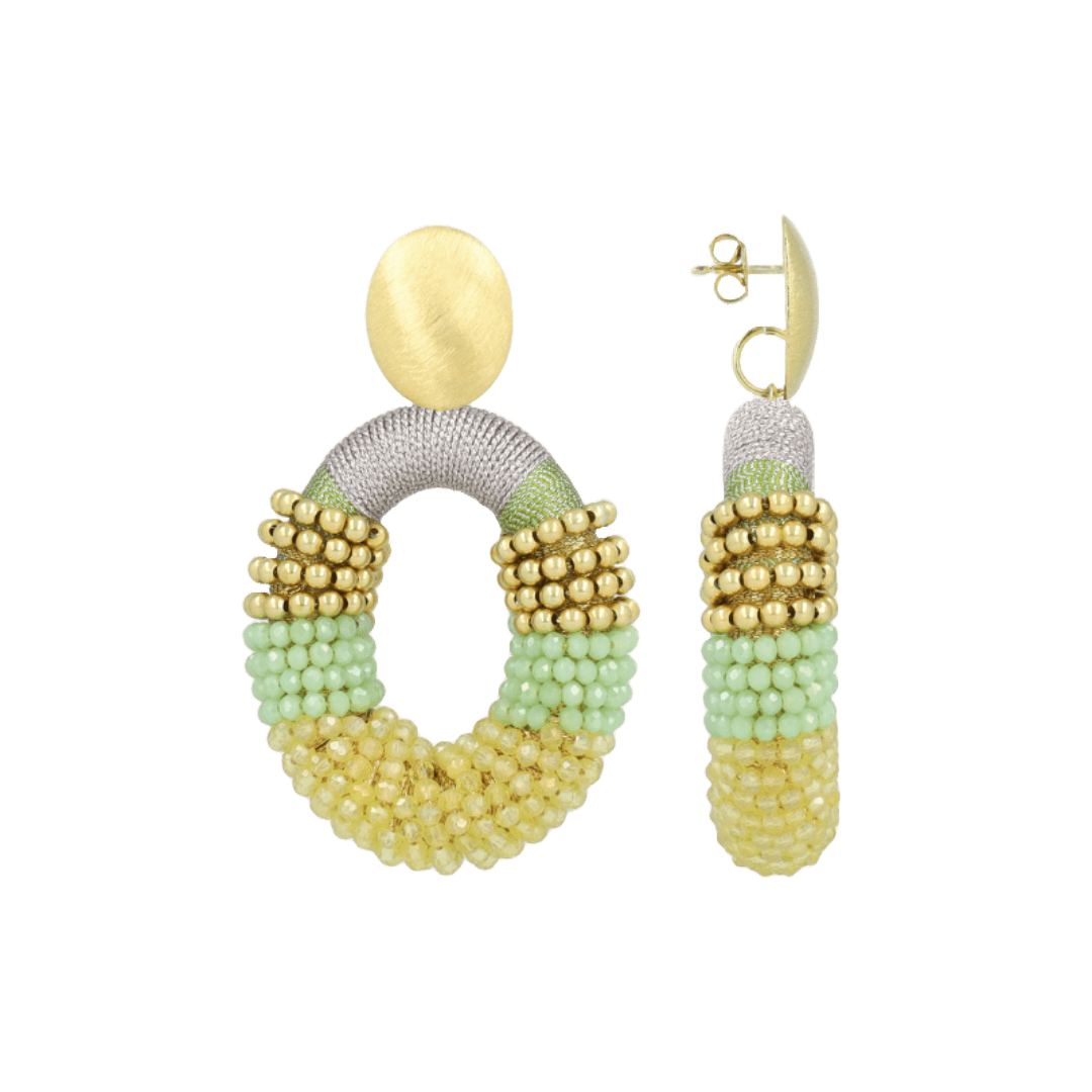 LOTT.gioielli Ohrringe Yara Combi Oval, yellow/lavender/mint, L, vergoldet