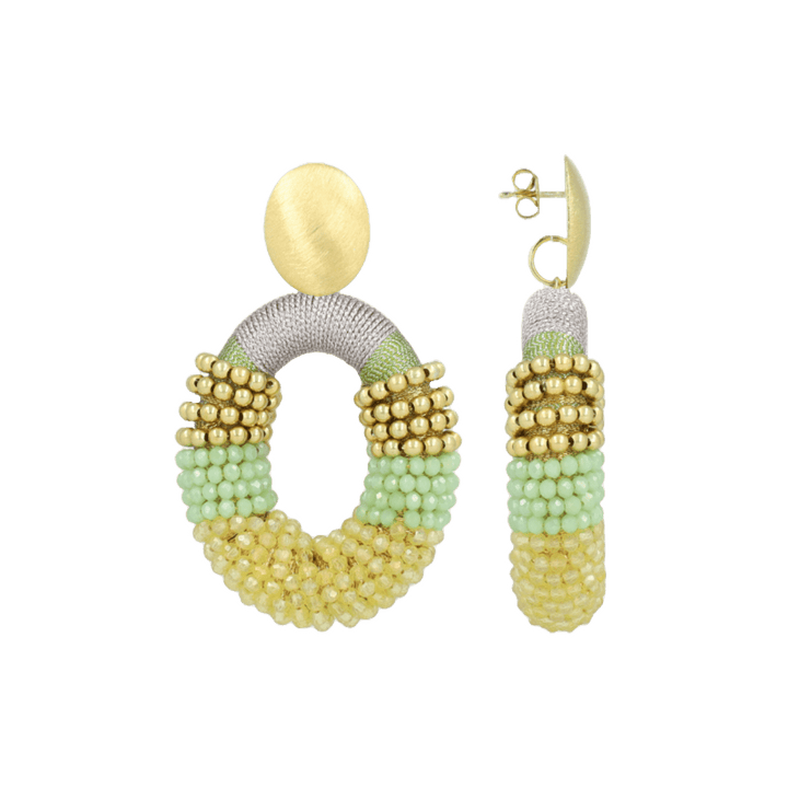 LOTT.gioielli Ohrringe Yara Combi Oval, yellow/lavender/mint, L, vergoldet