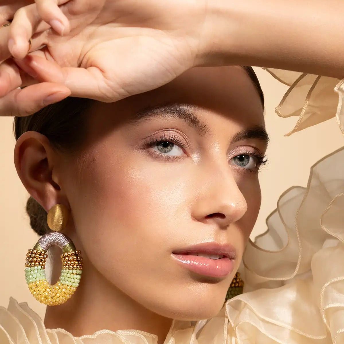 LOTT.gioielli Ohrringe Yara Combi Oval, yellow/lavender/mint, L, vergoldet