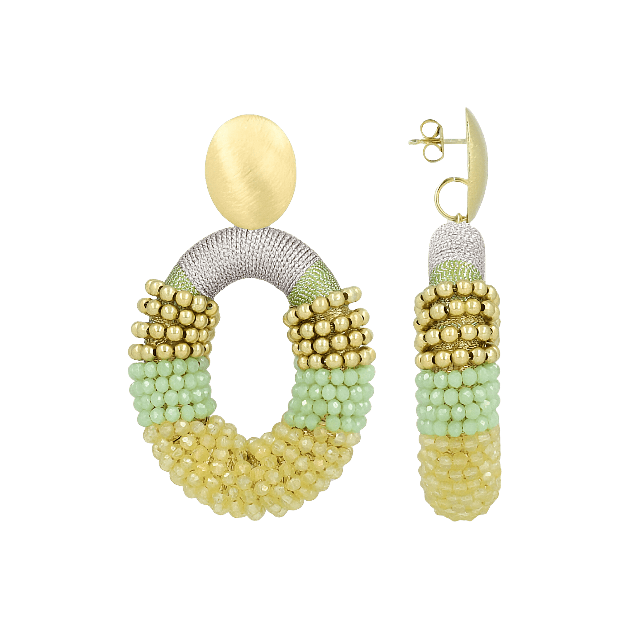 LOTT.gioielli Ohrringe Yara Combi Oval, yellow/lavender/mint, L, vergoldet