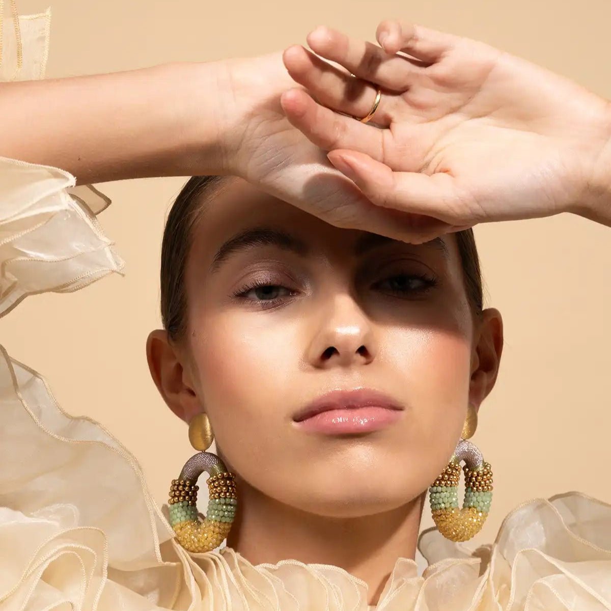 LOTT.gioielli Ohrringe Yara Combi Oval, yellow/lavender/mint, L, vergoldet