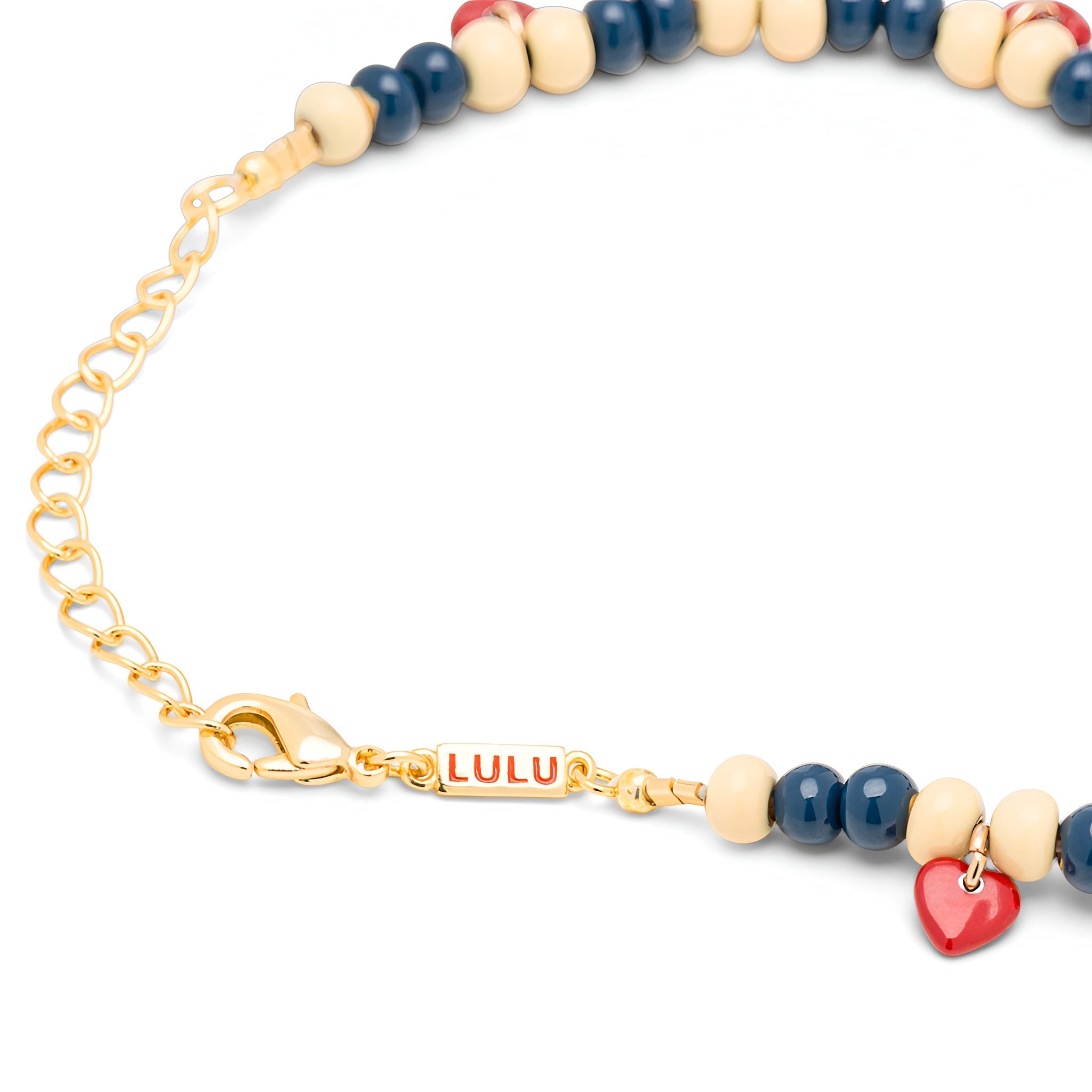 Lulu Copenhagen Armband Color Ball Heart, Soft Yellow/Retro Dark Blue, vergoldet