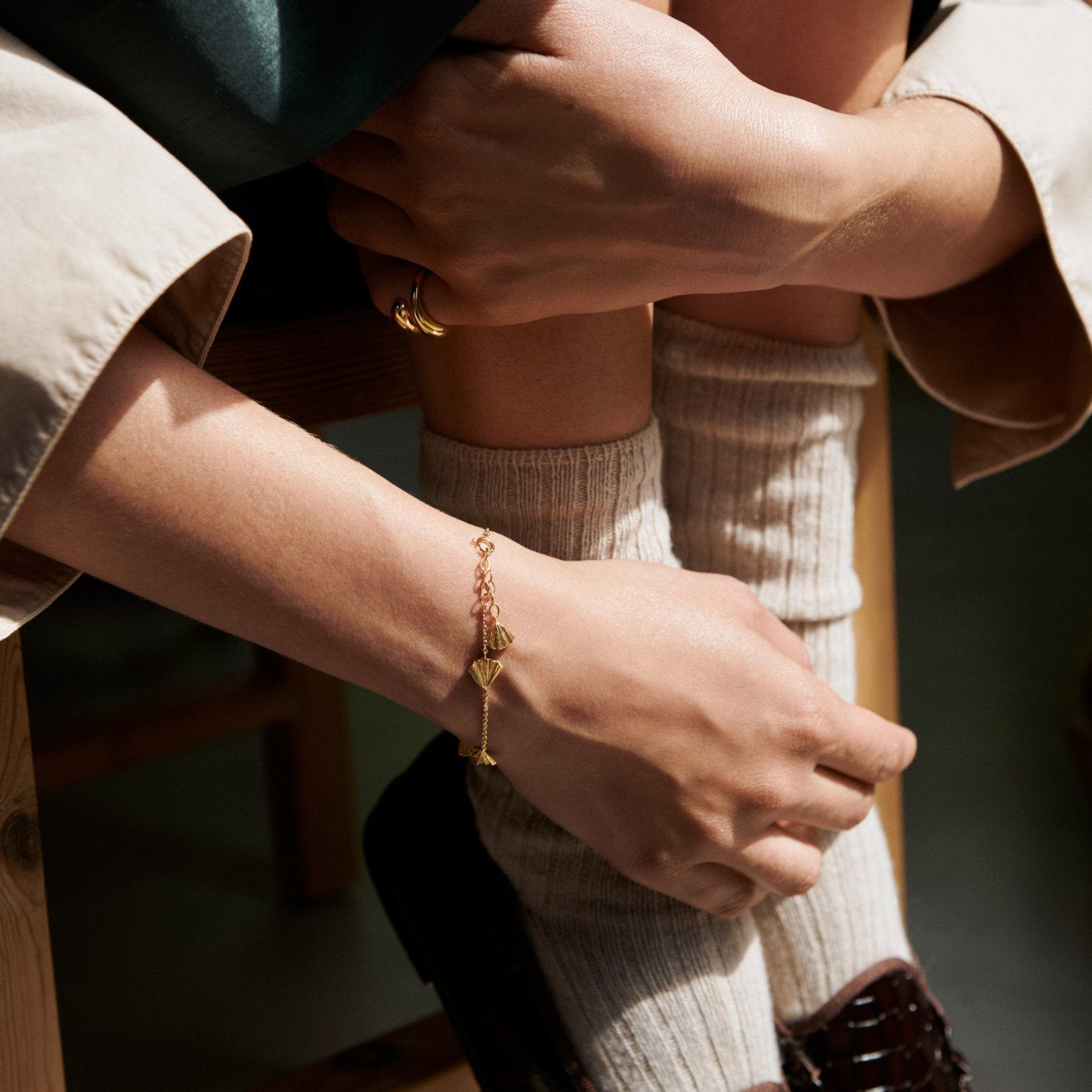 Pernille Corydon Armband Autumn Leaf, vergoldet