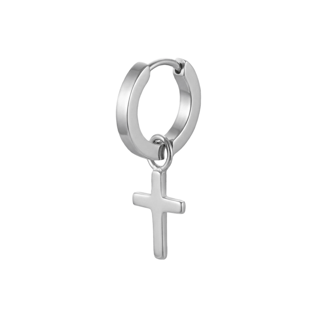 Pernille Corydon Creolen Cross Huggie, Silber