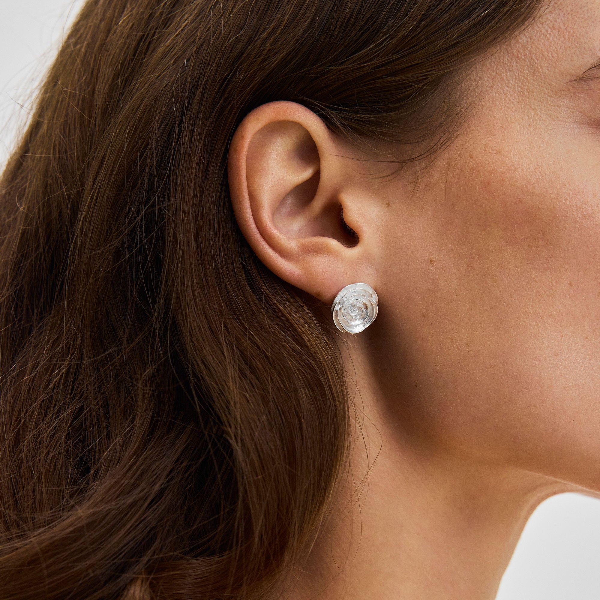 Pernille Corydon Ohrstecker Large Rose, Silber