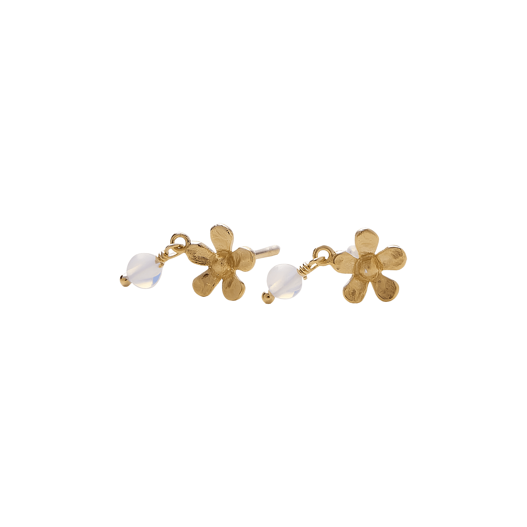Pernille Corydon Ohrstecker Moonstone Poppy, vergoldet