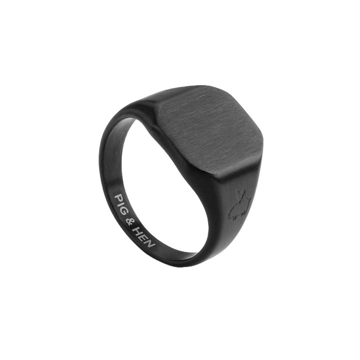 Pig & Hen Ring Signet Classic, Black