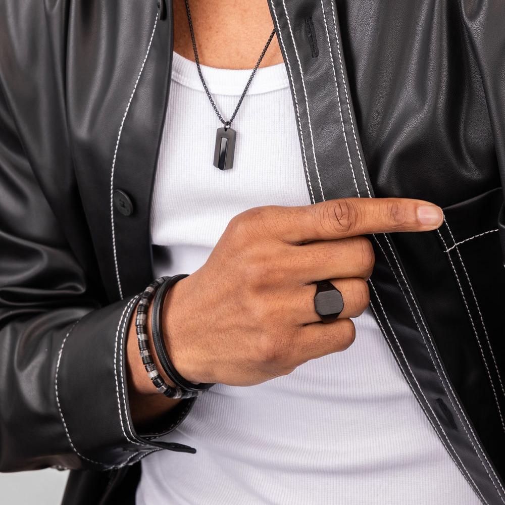 Pig & Hen Ring Signet Classic, Black