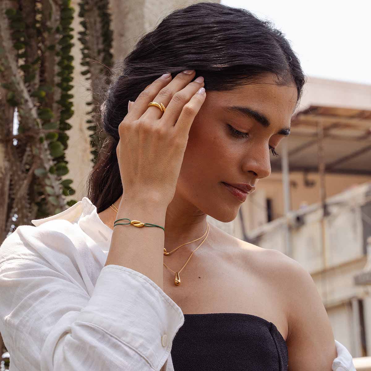 Pukka Berlin Armband Mota Cord, grün, vergoldet