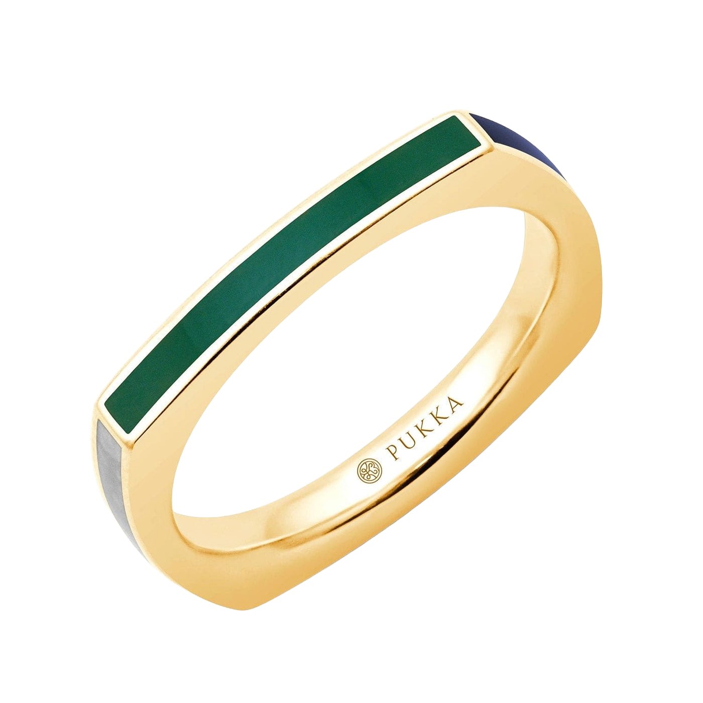 Pukka Berlin Ring Bauhaus Ceramic Square, vergoldet