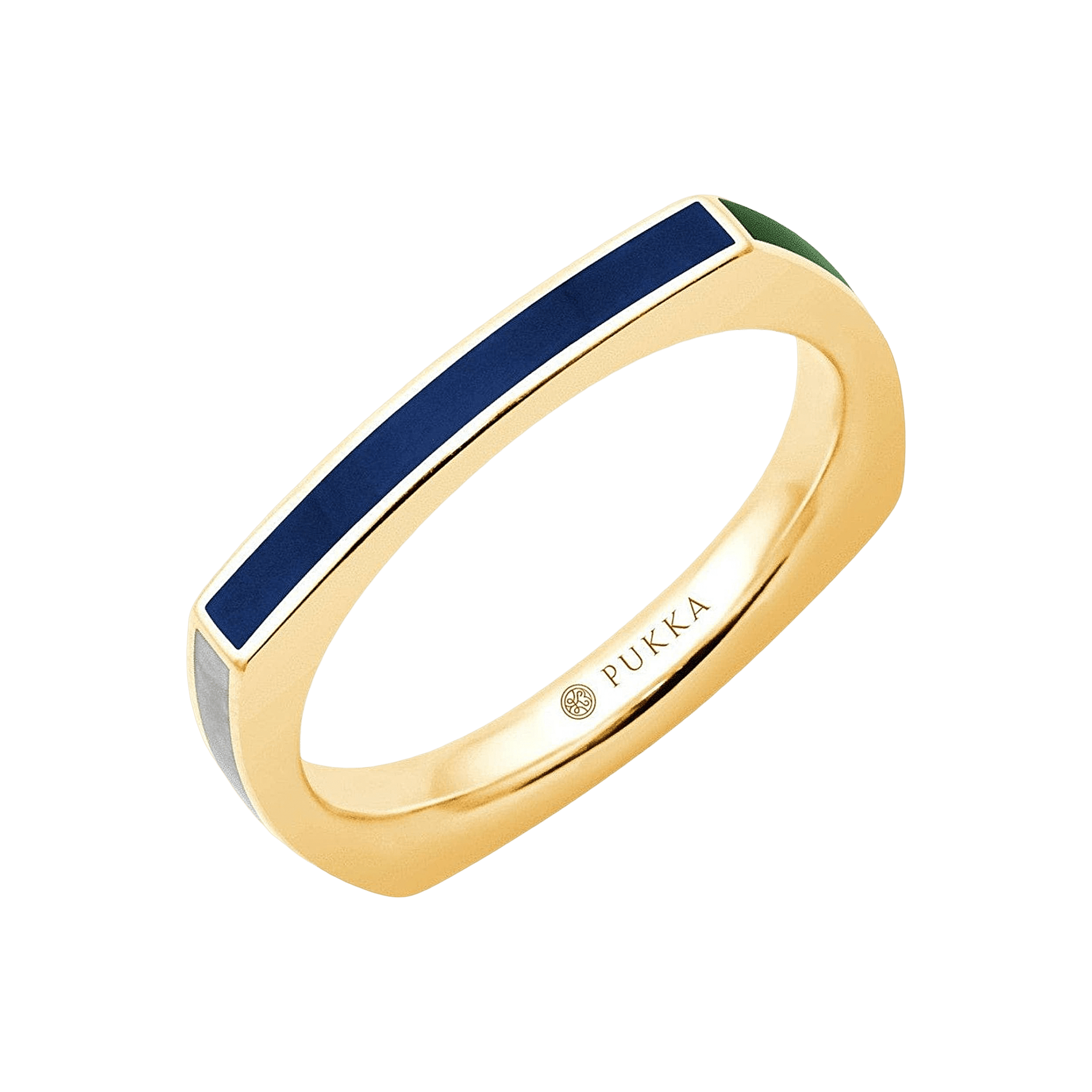Pukka Berlin Ring Bauhaus Ceramic Square, vergoldet