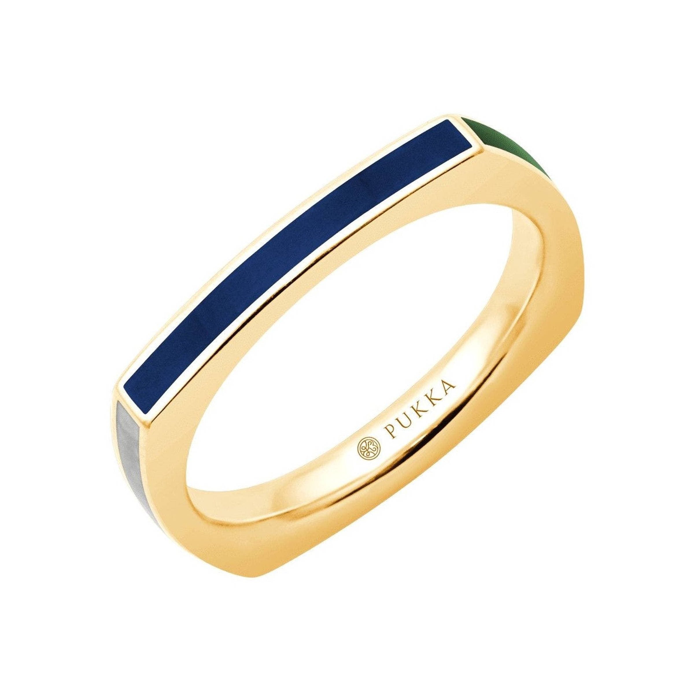 Pukka Berlin Ring Bauhaus Ceramic Square, vergoldet