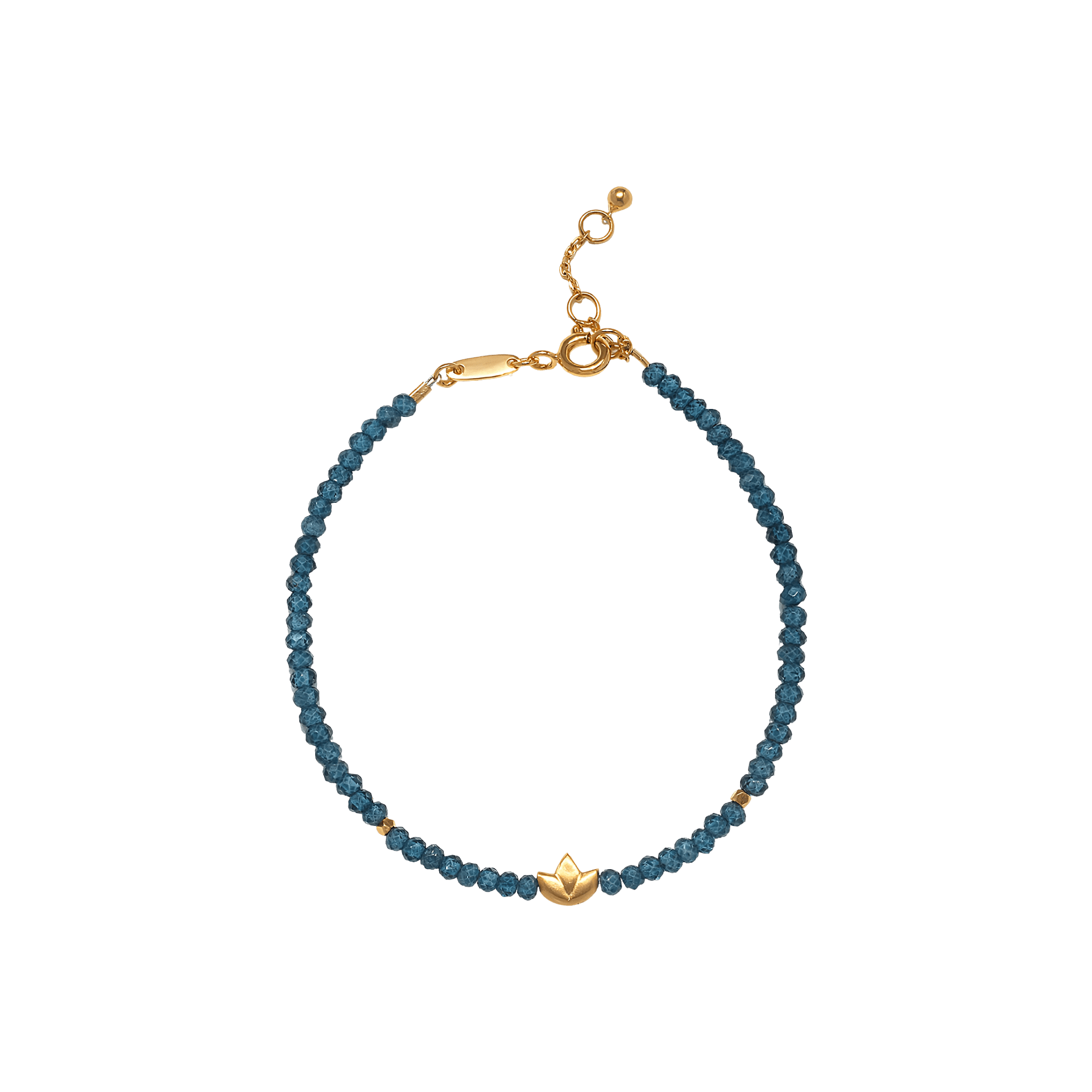 Satya Jewelry Armband Calm Clarity Blue Topaz Lotus, vergoldet