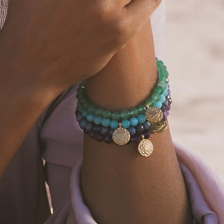 Satya Jewelry Armband Heart Chakra Aventurine, vergoldet