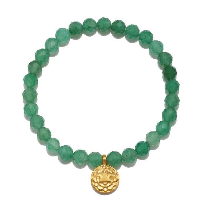 Satya Jewelry Armband Heart Chakra Aventurine, vergoldet