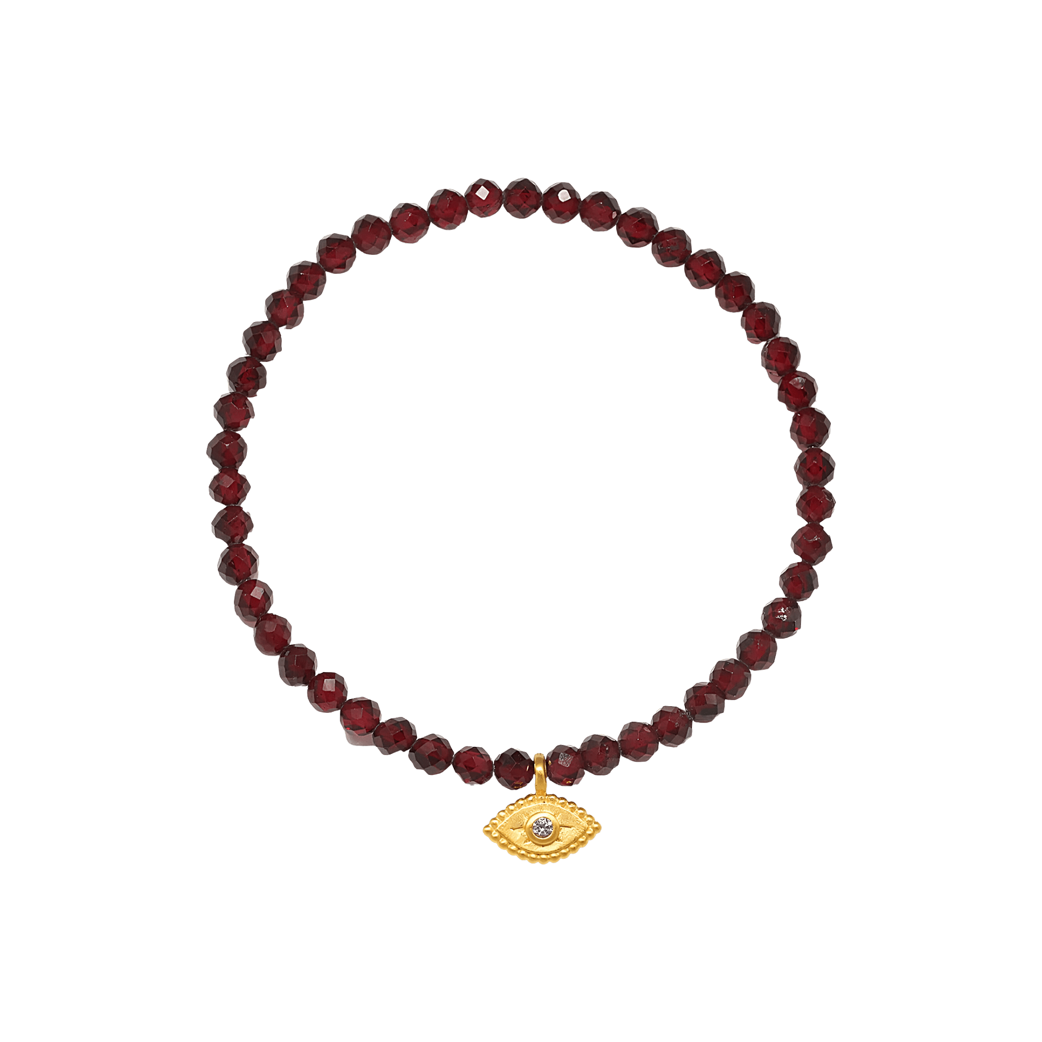 Satya Jewelry Armband Loving Protection Garnet Evil Eye, vergoldet