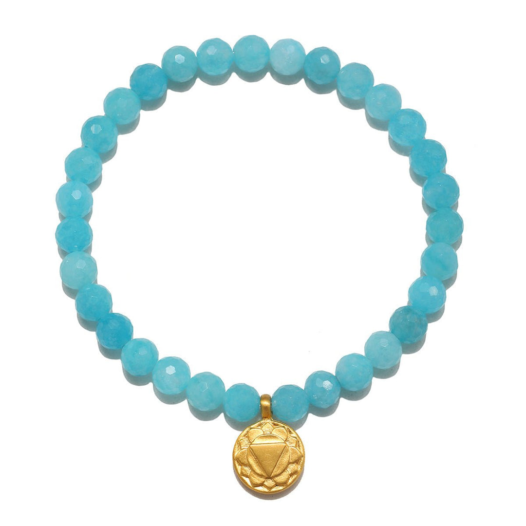 Satya Jewelry Armband Throat Chakra Amazonite, vergoldet
