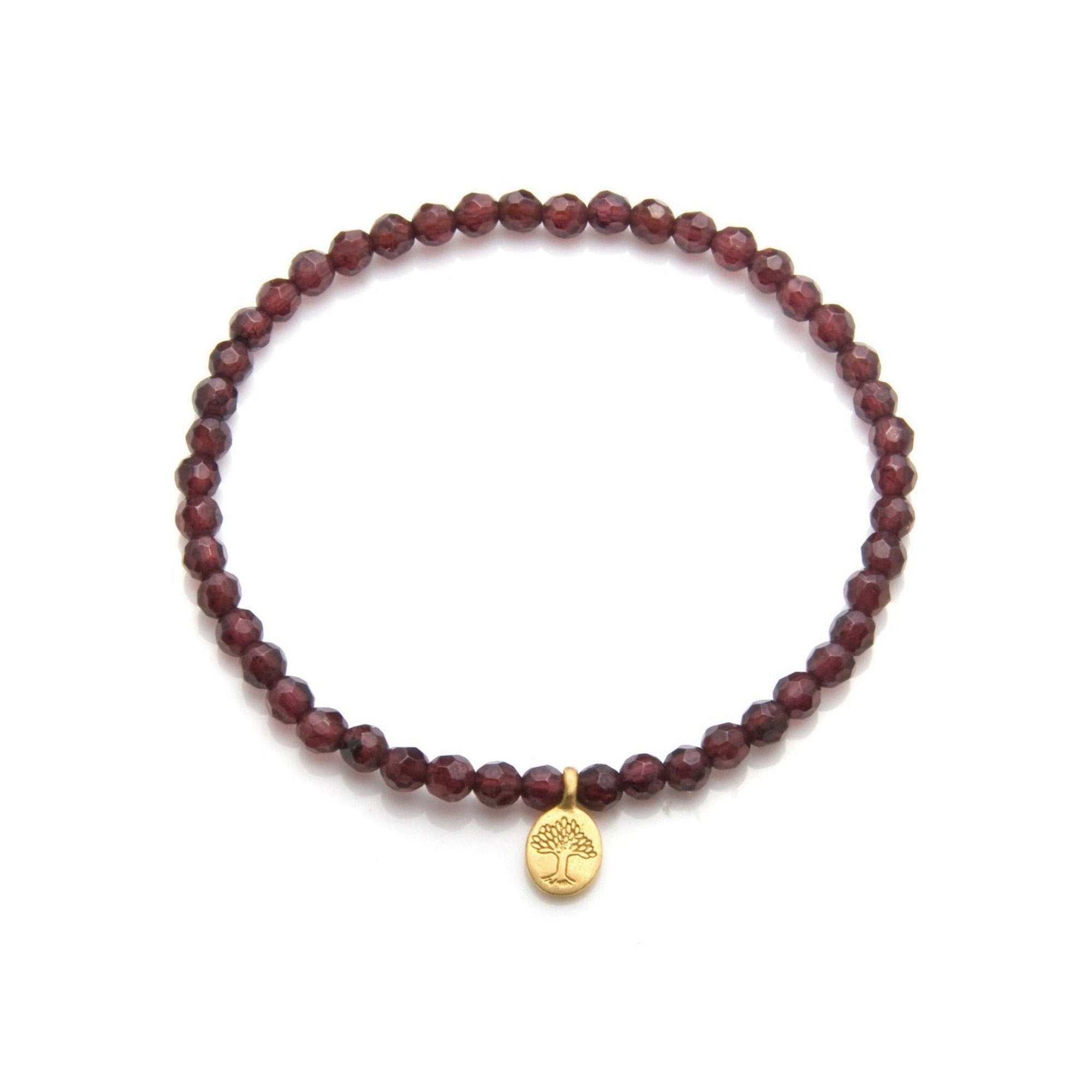Satya Jewelry Armband Tree of Life Garnet Gemstone, vergoldet