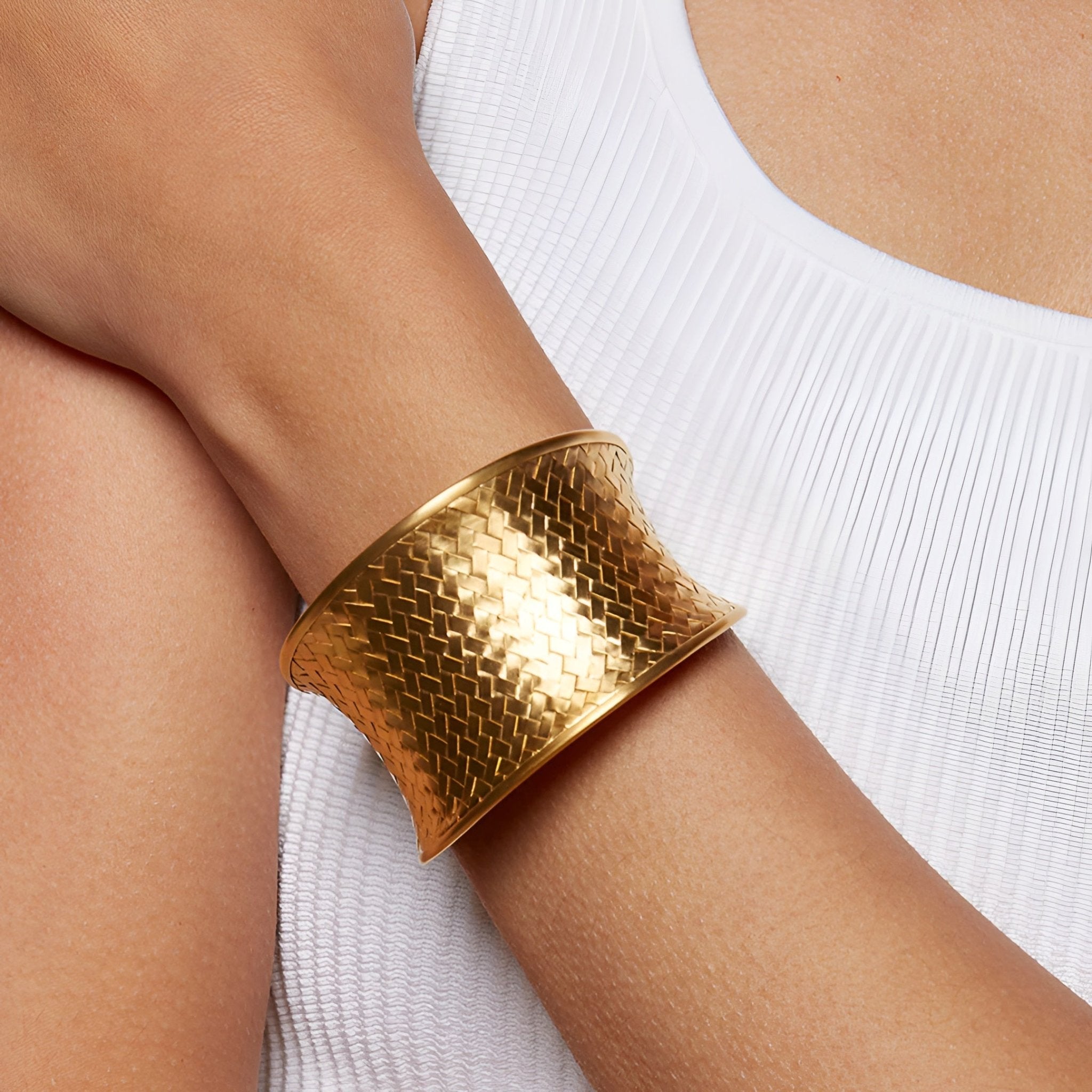 Satya Jewelry Armreif Gold Medium Basketweave, vergoldet